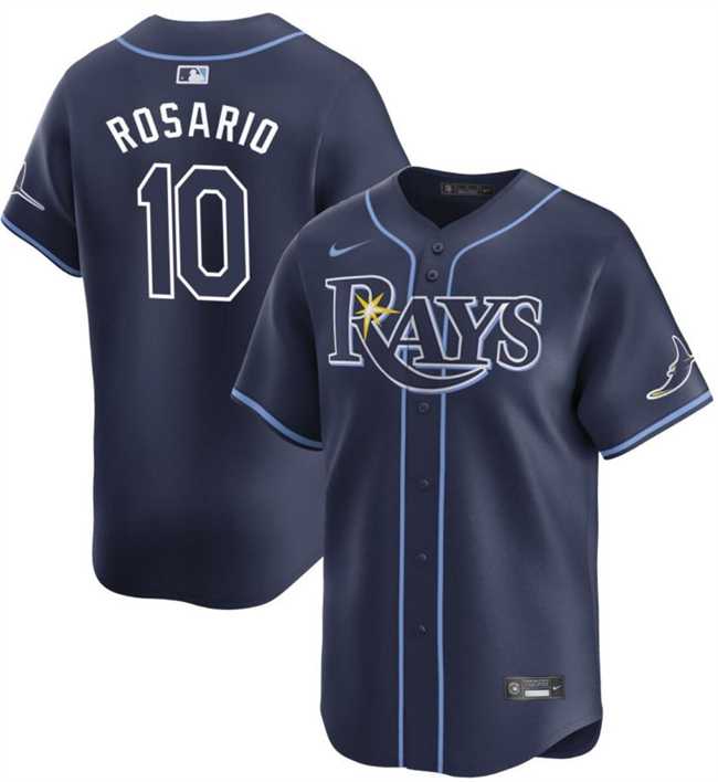 Men%27s Tampa Bay Rays #10 Amed Rosario Navy Away Limited Stitched Baseball Jersey Dzhi
